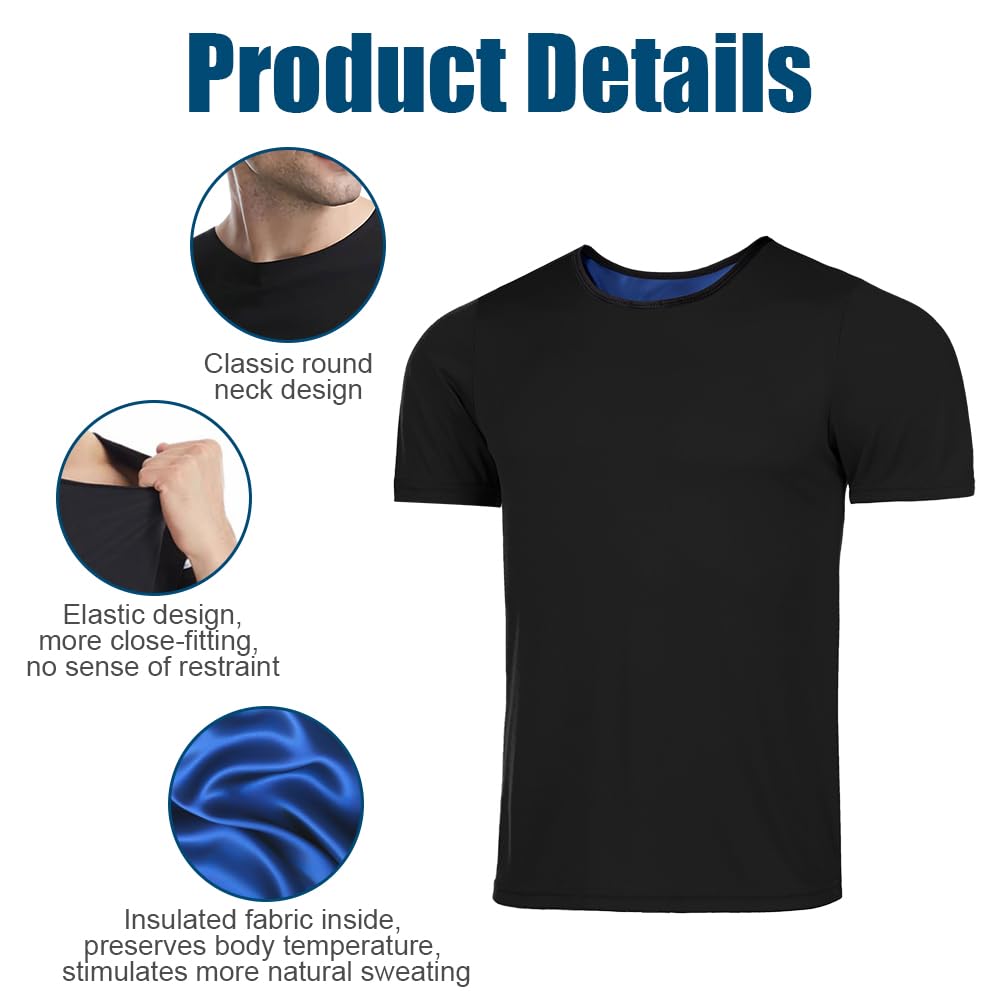 DiULi Canotta Dimagrante Uomo Maglietta Sauna Cerniera Compressione Fitness Manica Corta T Shirt Palestra Body Shaper Sudare