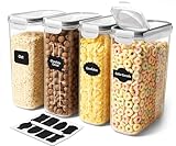Utopia Kitchen Cereal Containers Storage - Liter Airtight Food Storage Containers & Cereal Dispenser For Pantry Organization And Storage (Clear, 4 Liter Pack of 4)