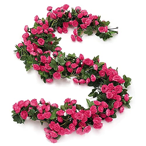 Best Artificial Flower Garlands: Festive Floral Decor 22 HASTHIP Plastic Artificial Rose Vine Garland 1.8M Red Hanging Dec...