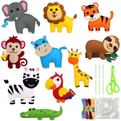 Rayong Kit de Couture Enfant,Kits d'Artisanat en Feutre,Kits de Couture en Feutre de Animal Kit Couture Enfant pour Cadeau De Bricolage,Adapté Aux Débutants (animal)