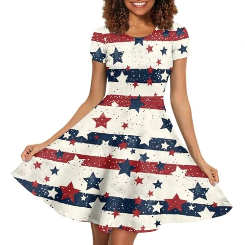 Image of Biyejit Women's Summer Casual Short Sleeve T-Shirt Swing Dress Crew Neck Plus Size S-4XL