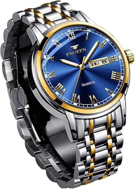 Relógio Masculino “Sublime” em Aço Inoxidável 41mm com Ponteiros Luminosos, Calendário e Resistência à Água 30M – Estilo Clássico e Elegante – Acompanha Caixa Premium