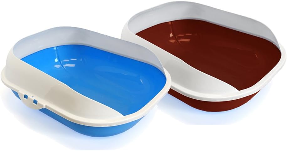 Fresh Kitty Easy to Clean Open Framed Litter Box Pan for Your Pet Cat or Kitten, Ocean Blue or Maroon