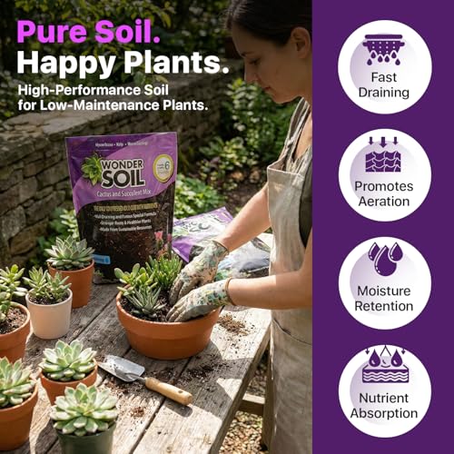 WONDER SOIL | Organic Cactus & Succulent Soil Mix (12 Quarts) | Fast Draining Living Coco Coir Loaded w/Nutrients | Ready to Plant Indoor/Outdoor Peat-Free Potting Soil | 3 LB Expands to 12 Quarts