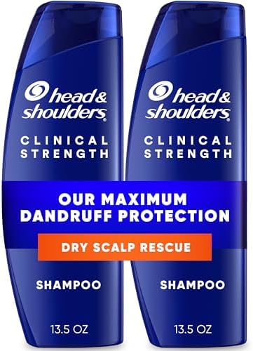 Head & Shoulders Anti-Dandruff Shampoo with 1% Selenium Sulfide, Clinical Strength Dry Scalp Rescue Shampoo Twin Pack, Seborrheic Dermatitis Relief, Dry Scalp 13.5 fl oz Each