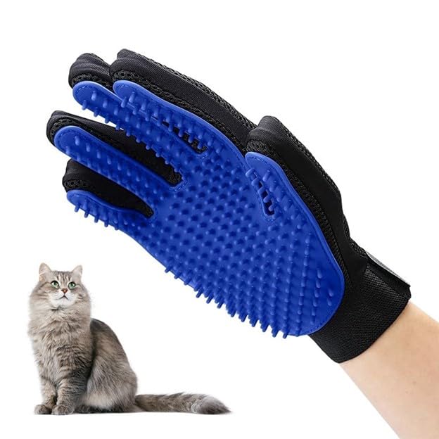 Image of Enhanced Pet Grooming Hair Removal Massage Glove - Pair