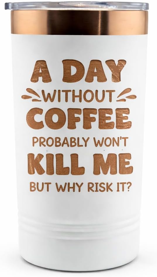 Insulated Tumbler with Lid, 20oz, Black with Rose Gold Trim, Stainless Steel - Image 4