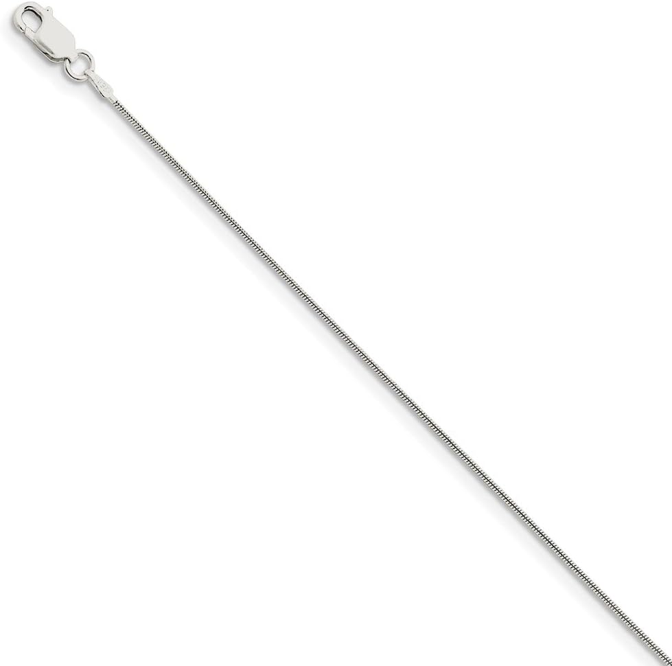 Solid 925 Sterling Silver .8mm Round Snake Chain Necklace - with Secure Lobster Lock Clasp
