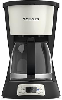 Taurus Vintage Digital Cream - Cafetera de goteo programable de 1.5L, temporizador digital 24h, pantalla LCD, 1000W, filtro permanente, sistema anti goteo, placa calefactora, con auto apagado0