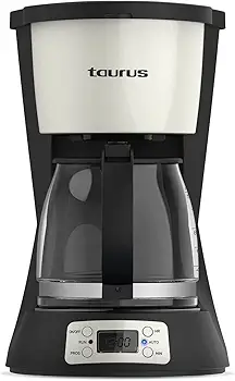 Taurus Vintage Digital Cream - Cafetera de goteo programable de 1.5L, temporizador digital 24h, pantalla LCD, 1000W, filtro permanente, sistema anti goteo, placa calefactora, con auto apagado
