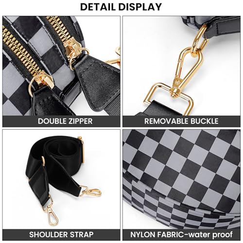 hibear Checkered Crossbody Bag Spacious Bum Bags for Women Nylon Crossbody Fanny Packs Checkered Purse Belt Wallet — view 5