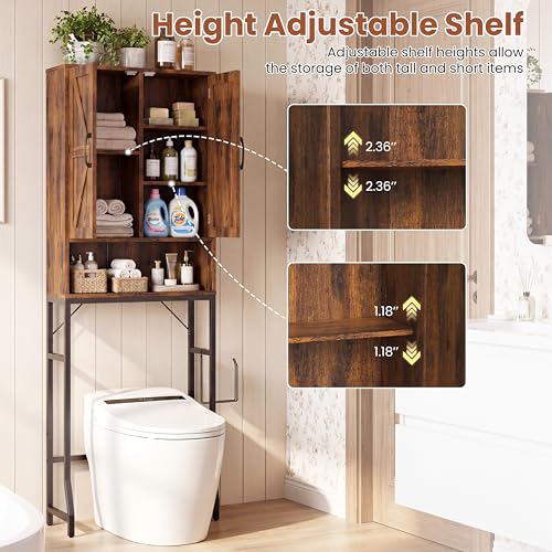 Over-The-Toilet-Storage-Cabinet236-W-Bathroom-Organizer-Brown-Farmhouse-Bathroom-Cabinet-with-Adjustable-Shelves-Space-Saver-Toilet-Storage-Shelf-for-Bathroom-Restroom-Laundry