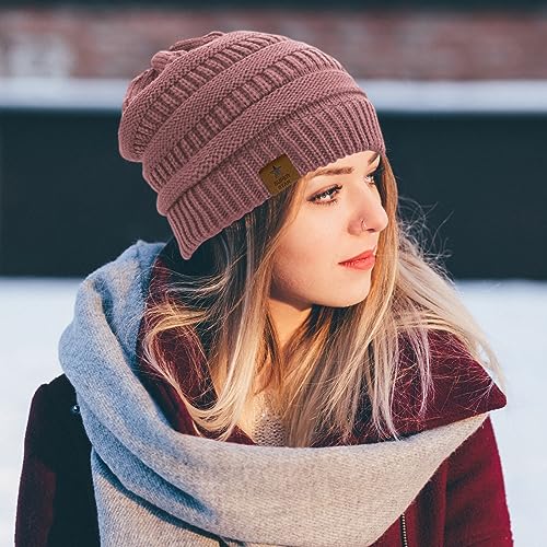 Image of Durio Winter Hats for Women Cable Knit Beanie Soft Womens Beanies Thick Winter Hat