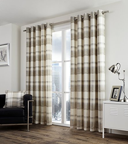 Dreams 'n' Drapes Federa Fusion – Balmoral Check, Natural, Curtains: 66