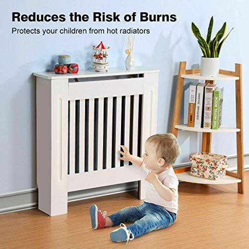 White Radiator Cover Grill Shelf Cabinet MDFWood Modern Traditional Furniture (H 81.5 x W 78 x D 19 cm)