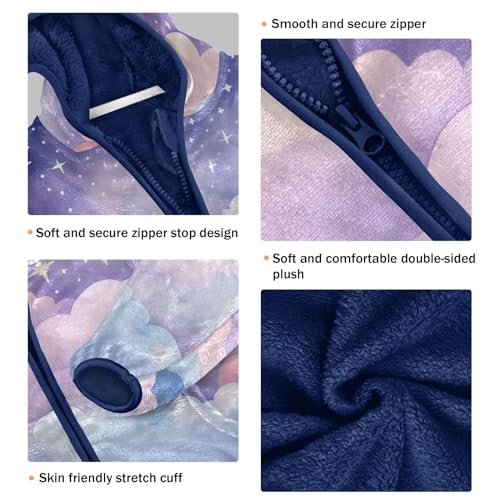 Boys Girls Fleece Jacket Rainbow Clouds Pattern Kids Warm Hooded Outwear Coat3