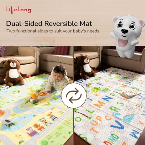 Image of Lifelong Cuppy Extra Large Baby Play Mat | 8Mm Waterproof For Crawling & Playing | Travel Friendly | Easy Clean,Soft Indoor & Outdoor Usage Yoga & Kids Mat | Non Toxic With Bis Approved, Multicolor