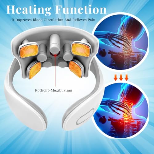Image of Electric Neck Massager with Heat | Pain Relief Deep Tissue, Intelligent High-End Shiatsu Vibrating Neck Massage | Electric Massager for Neck Relaxation, Wireless Massager for Home and Office
