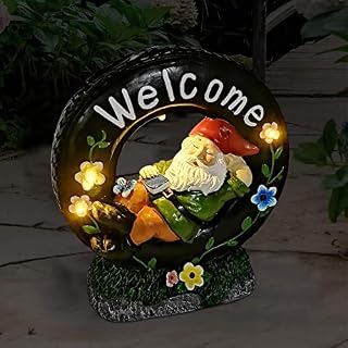 Goodeco Solar Garden Gnomes Ornaments Outdoor Sleeping Gnome Funny Statue, Solar Lights Gnome Figurine Gifts for Home, Garden, Patio, Deck, Porch Yard Art Decoration, Outdoor Decor Ornament 20CM