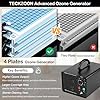 TECKZOON Générateur d’ozone 2 en 1 amélioré, pour eau et air, 60000 mg h 120 W, purificateur d’air éliminateur d’odeurs avec minuterie, outil de désinfection pour piscine voiture pièces fruits et légu