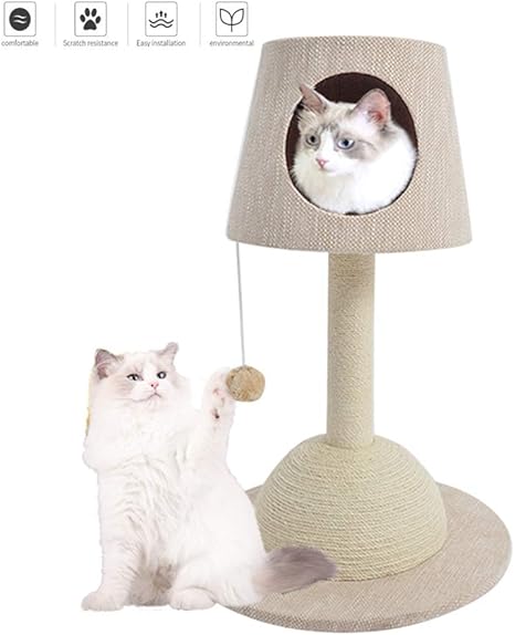 Amazon.co.jp: LXHONG キャットタワー 無垢材 テーブルランプ構造 安定 