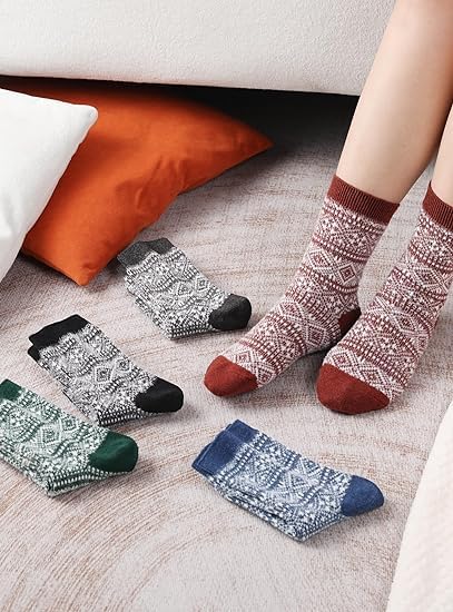 Premillow Wool Socks for Women - Winter Warm Vintage Thermal Boot Hiking Socks2