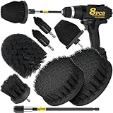 Holikme 8 Piece Drill Brush Attachments Set, Power Scrubber Brush with Extend Long Attachment,Cleaning Supplies,Scrub,Shower Scrubber,Bathtub, Bathroom, Kitchen(Black)