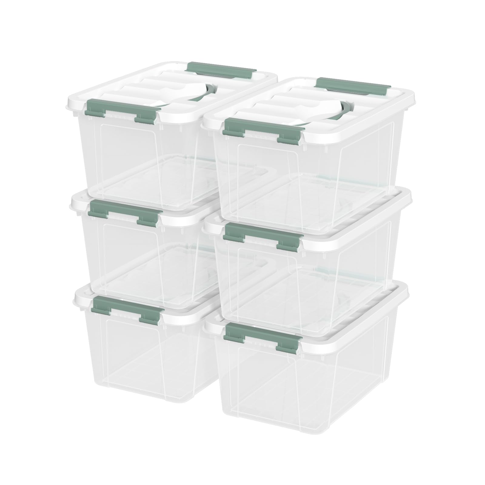 Hokky Lot 6 Boîtes Rangement Plastique Transparent Couvercle 9l Caisses Maison