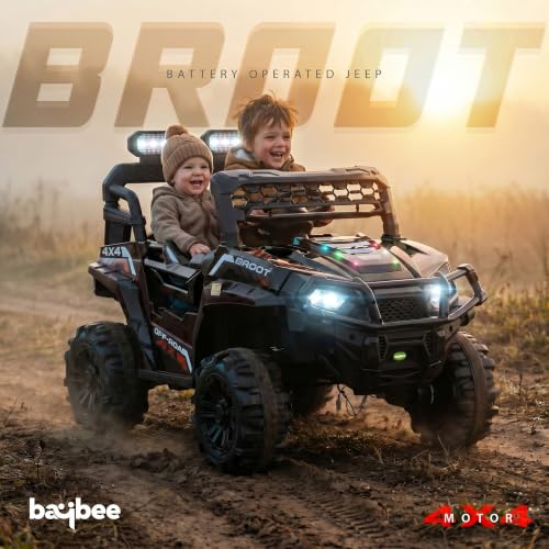 Image of Baybee Broot Electric Car for Kids with Parental Control | Baby Battery Operated Ride On Toy Car with 4x4 Motor, RGB Lights, Music & Swing Mode | Rechargeable Battery Car for Kids 2-6 Years (Black)