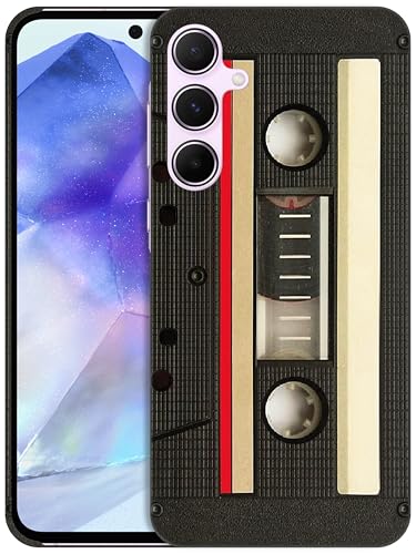 GlamCase - Funda rígida con Estampado de Casete Vintage para A55, Color Blanco