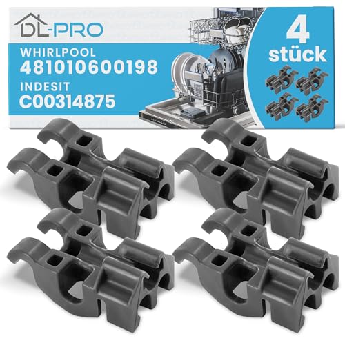 DL-pro Geschirrspüler Unterkorbhalterung 4 Stück für Whirlpool 481010600198 Indesit C00314875 klappbar robust für Teller Klappstacheln Stachelreihe in Spülmaschinenkorb