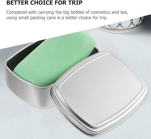 Miniatura 9 de COHEALI Latas de aluminio 4 piezas rectangulares vacías con bisagras con tapa, tarro de aluminio para almacenamiento de pasadores de caramelo,