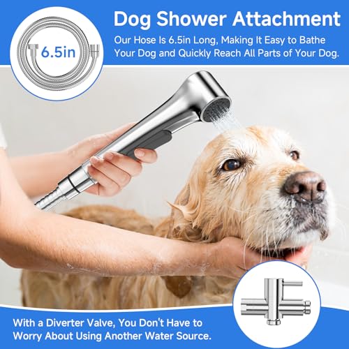Pet-Shower-Sprayer-Kit-Dog-Shower-Attachment-with-65ft-Hose-Handheld-Sprayer-Chrome-Finish-2-Settings-Includes-Diverter-Valve-Bracket Pet Shower Sprayer Kit Dog Shower Attachment with 65ft Hose Handheld Sprayer Chrome Finish 2 Settings Includes Diverter Valve Bracket
