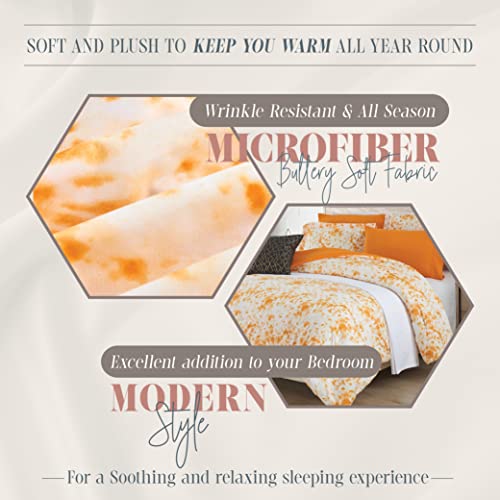 Image of Elegant Comfort Reversible 10-Piece Comforter Set, Tie-Dye Print, Decorative Pillow and Fitted Sheet with Smart Pockets, Soft, Plush, Lightweight Material, 10pc Tie-Dye Set, King, Orange