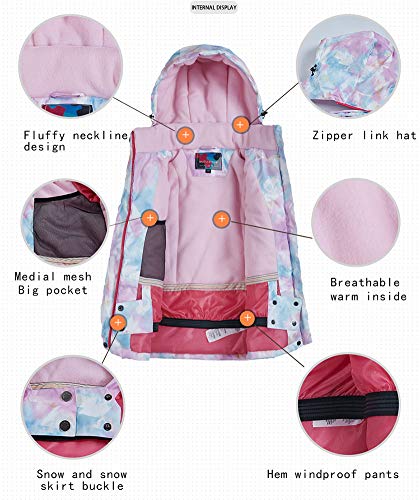 Image of Girls /Boys Snowsuits Hooded Insulated Windproof Winer Coats Ski Jacket Snow Pants Set