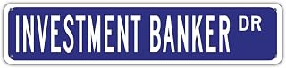 Investment Banker DR Farmhouse Solid Navy Blue Career Office Sign Personalized Street Garden Decor Weather-Resistant Aluminum Wall Mounted Sign Easy Mounting For Garden Carbon Bar Rectangle 4x18