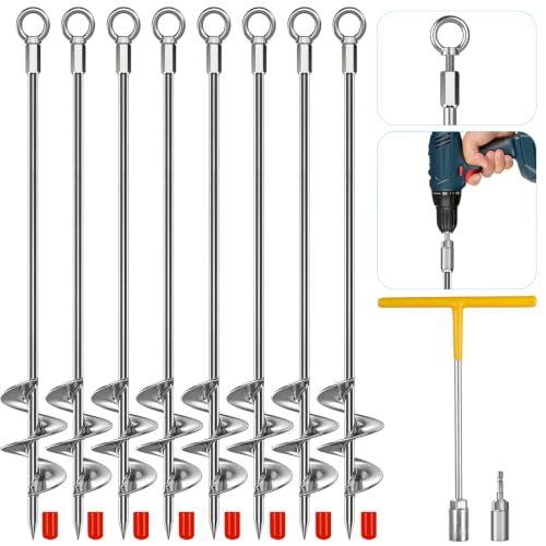 L-KHYFU 30" Ground Anchors Screw-in, 12mm Solid Steel Trampoline Anchors by L-KHYFU - Used condition - US$91.13