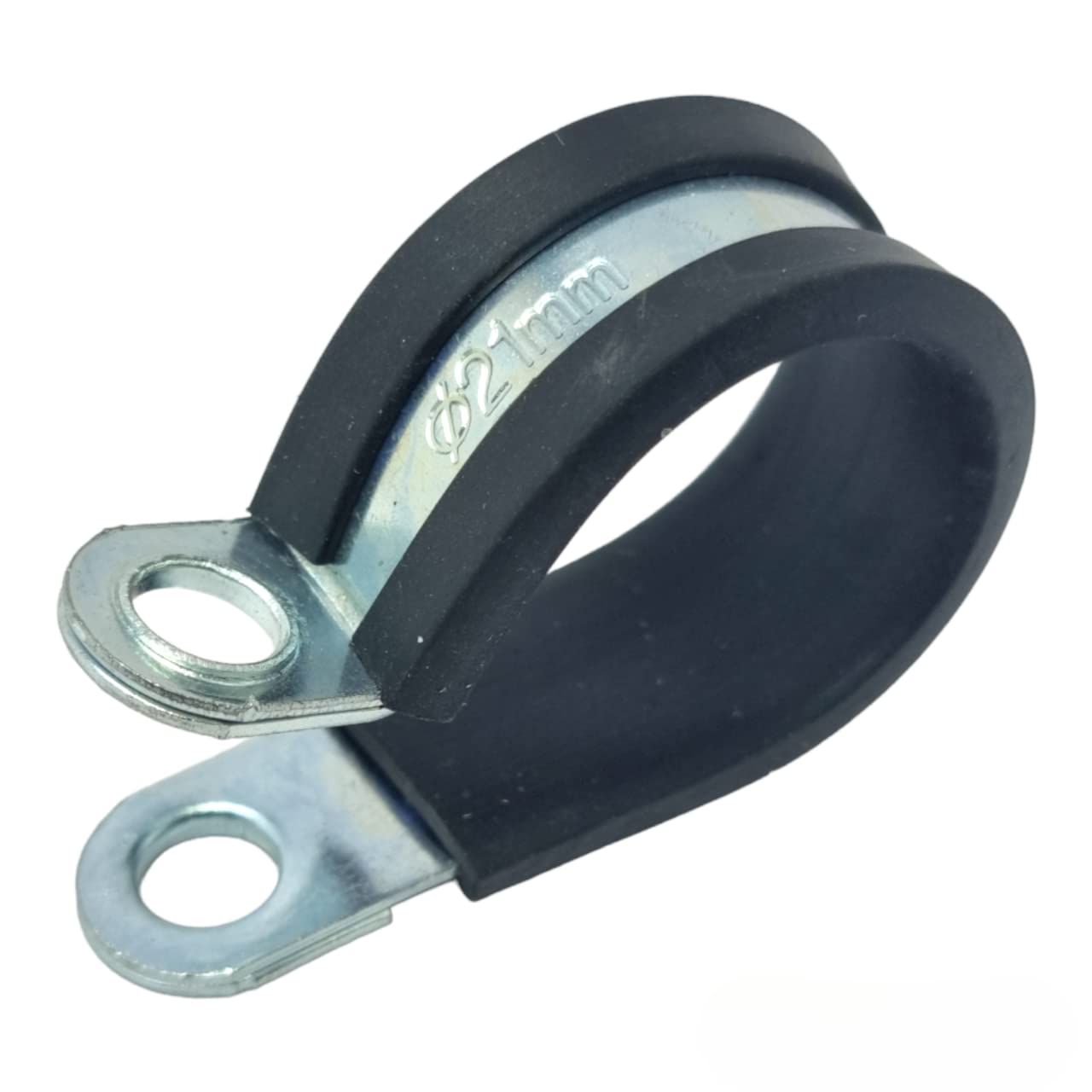 W1 - Zinc Plated 21Mm Rubber Lined P Clips Steel Hose Pipe Clamp - Pack Of 5