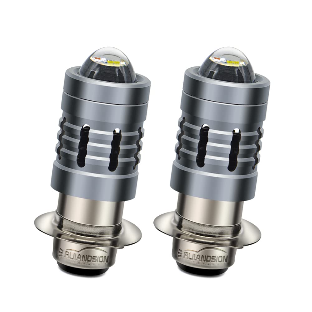 Ruiandsion 2pcs H6M Ampoule LED P15D pour Phare Moto P15D-25-1 Blanc AC 12-36V / DC 12-80V Ampoule LED Super Lumineuse 3000LM avec Lentille Projecteur pour Phare Moto, Non-polarité
