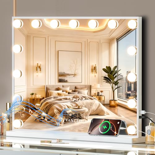 VANITII Vanity Hollywood Mirror with Lights Speaker USB...