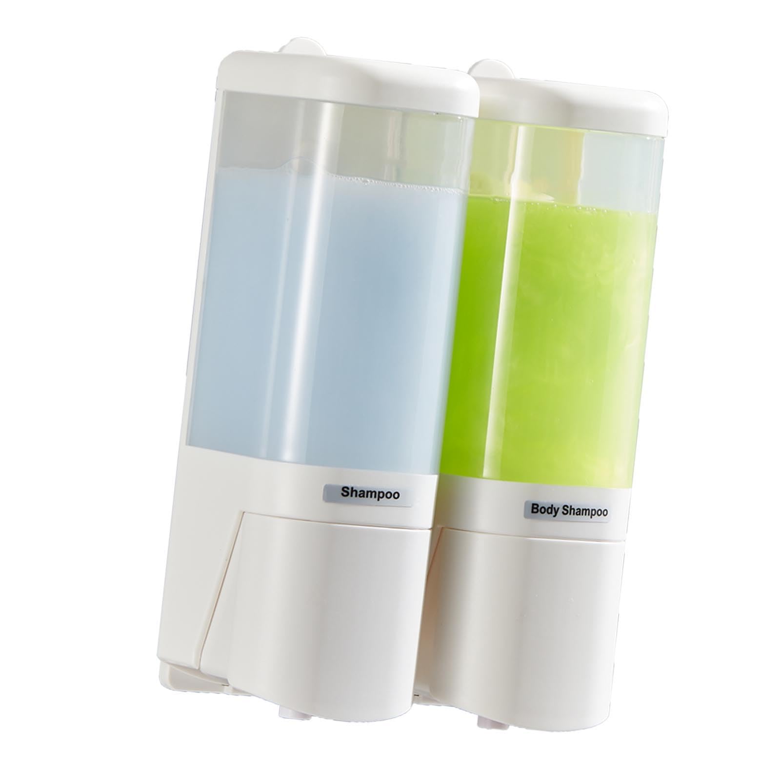 Dispenser di Sapone Liquido Elegante Design a Parete a Prova di Perdite a 2 Camere da 480 Ml per Bagno e (Bianca)