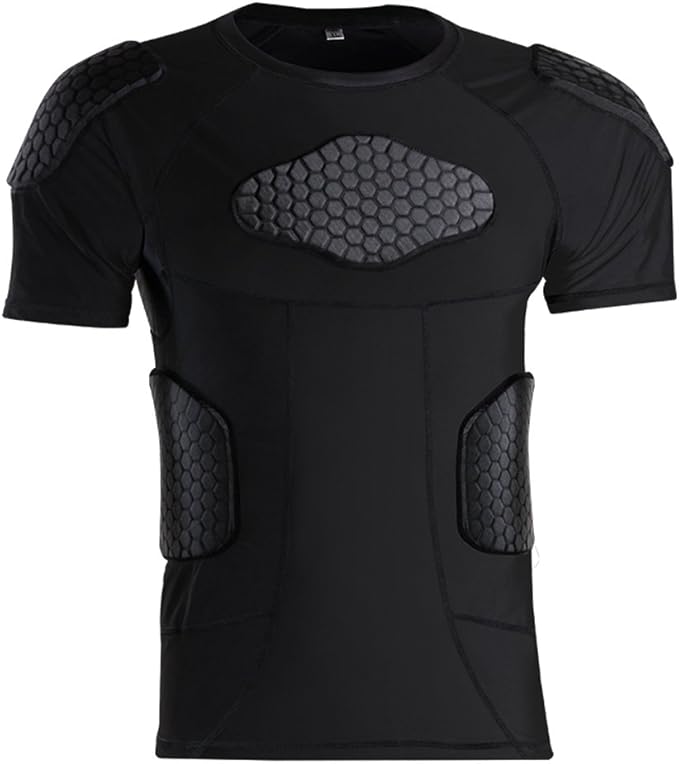 Men’s Padded Shirts Short Sleeve Compression T Shirt Rib