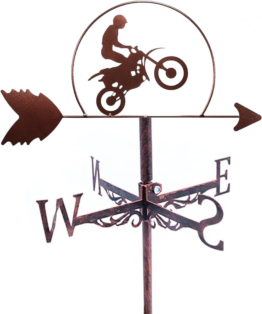 TAXXII Weather Vane Wind Weathervane Motorcycle Sculpture Pattern Direction Indicator Grass Source-Garden Lawn Outdoor Roof Ornament
