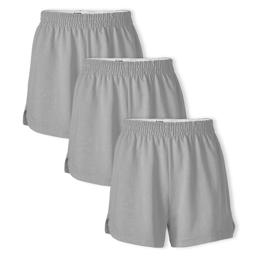 Soffe Youth Girls' Authentic Cheer Shorts, Athletic Cotton Blend, 2.75” Inseam, 3 Pack