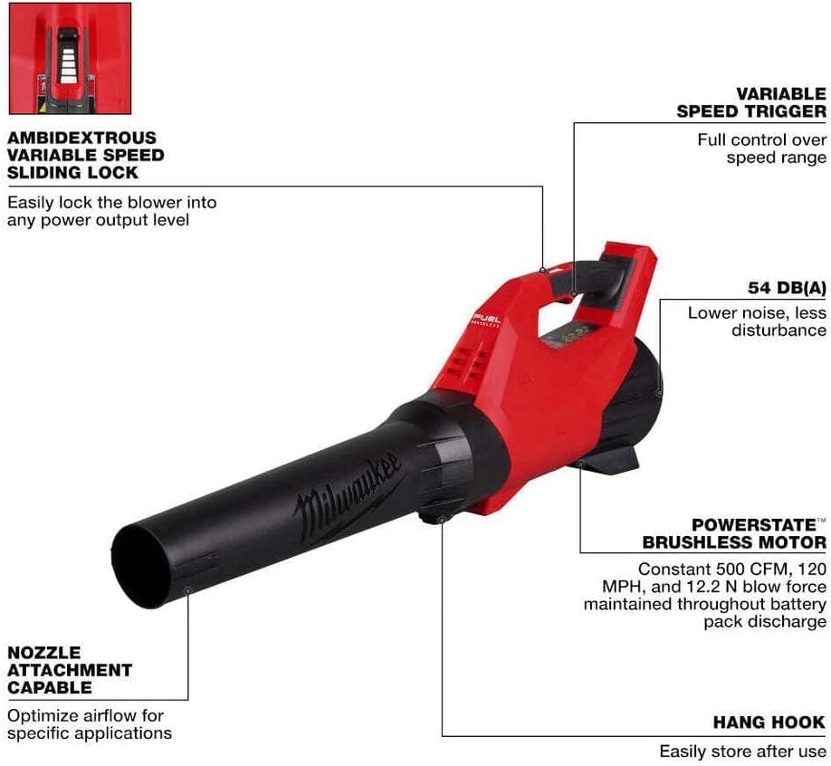 Leaf Blower Compatible with Milwaukee 3017-20 M18 Fuel 18V Cordless Li-Ion Variable Speed Blower - 2PC