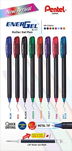 Bolígrafos gel Pentel Energel 0.7 mm, punta metálica, negro, pack x8 miniatura 4