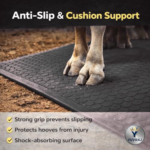 Image of Yuvraj EVA Cow Mat 8x5 Ft for Dairy Farms | Heavy-Duty Non-Slip EVA Floor Mat for Cow & Buffalo | Waterproof, Comfortable & Easy to Clean (Black)