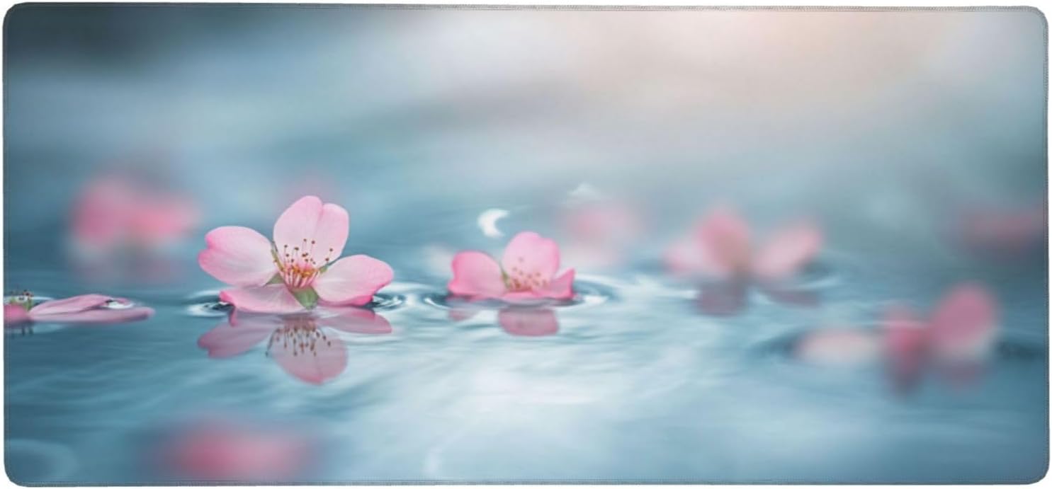 マウスパッド 花 XXL 1200 x 600 x 4mm ピンク 大型ゲーミング エッジステッチ 滑り止めゴム台座 オフィス適用