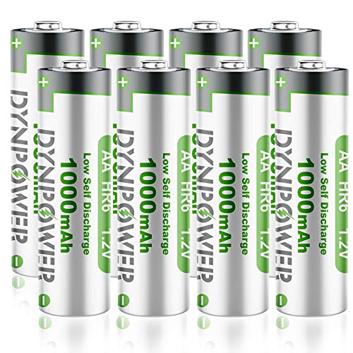 8PCS NiMH 1.2V AA 1000mAh Rechargeable Batteries for Solar Lights Garden Light, Dynpower Pre-Charged Double A High Performance Wide Temperature Range for String Lights, Wireless Mouses, Flashlightâ€¦