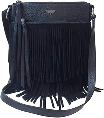black leather fringe handbags